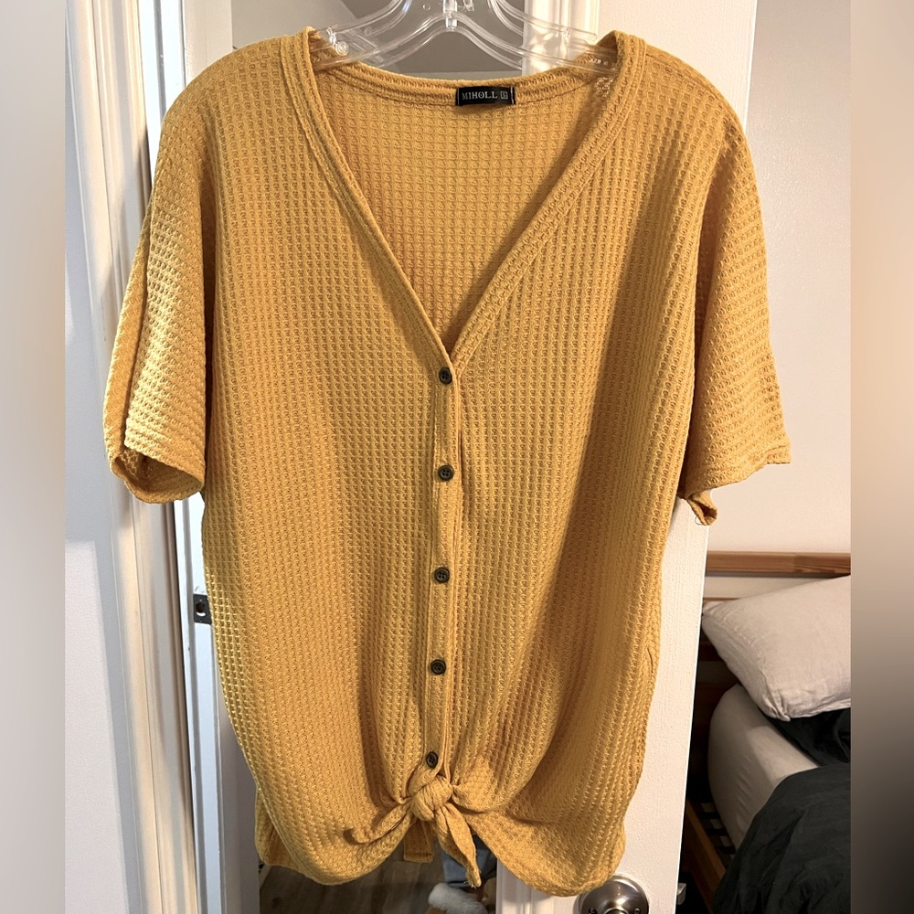 Waffle short sleeve oversized top